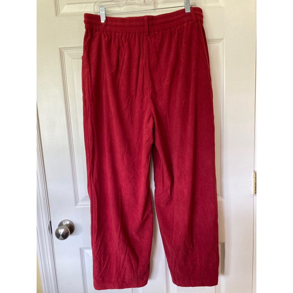 Red Corduroy Wide Leg Pants XL New Relaxed Cozy Loungewear Boho Streetwear - Picture 6 of 6